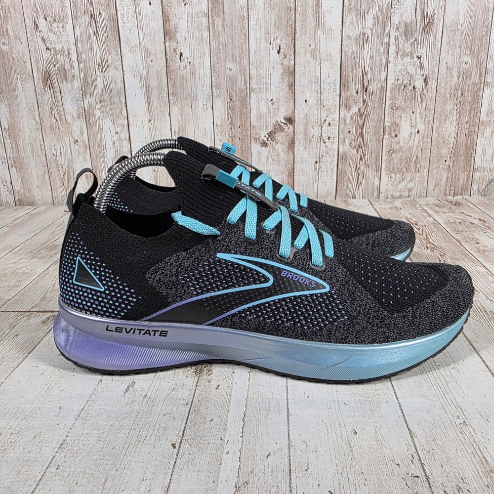 Brooks Levitate StealthFit 5 Womens Running Shoes Black Blue 1203591B030 Size 9